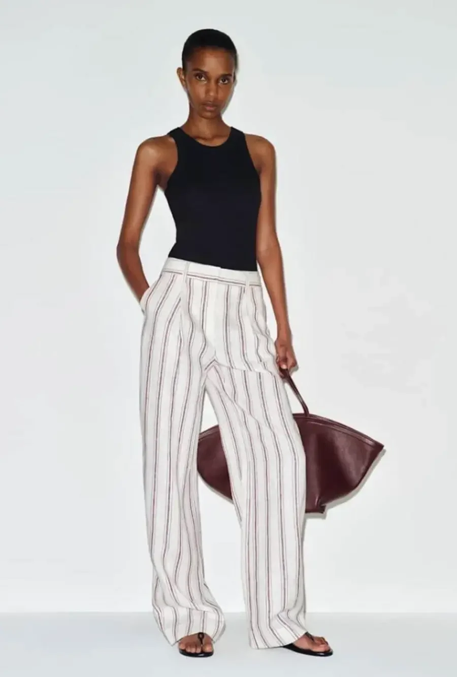 Reformation Alex Linen Mid Rise Pant Ivory - Size 0